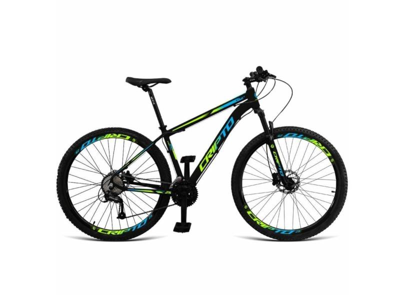 Bicicleta Aro 29 Cripto 21 Marchas Freios Disco C- Suspensão - 17&quot; Preto-verde E Azul