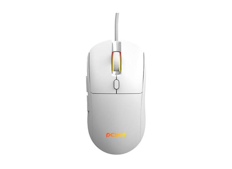 MOUSE GAMER PCYES BASARAN WHITE GHOST - 12400 DPI - RGB - 6 BOTÕES - PMGBRWG