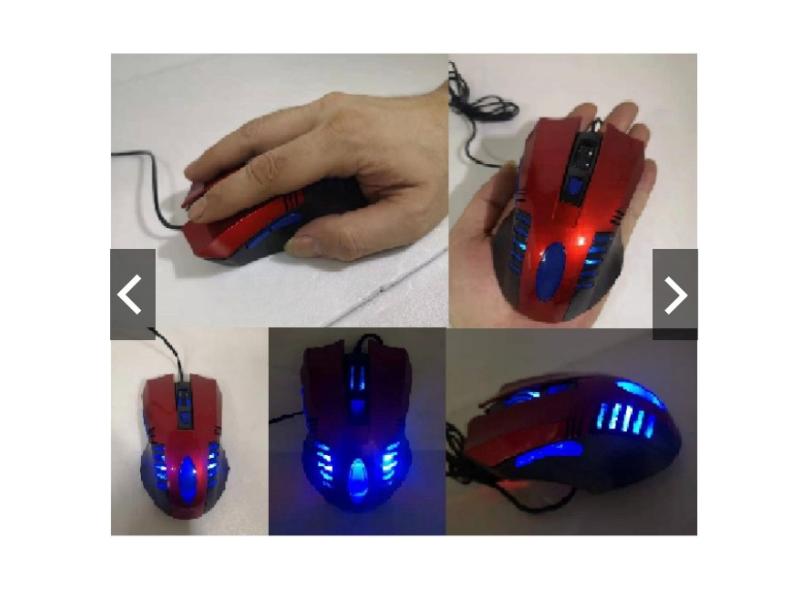 Mouse Com Fio Usb Led  Robusto E Grande 6 Botoes 1600dpi