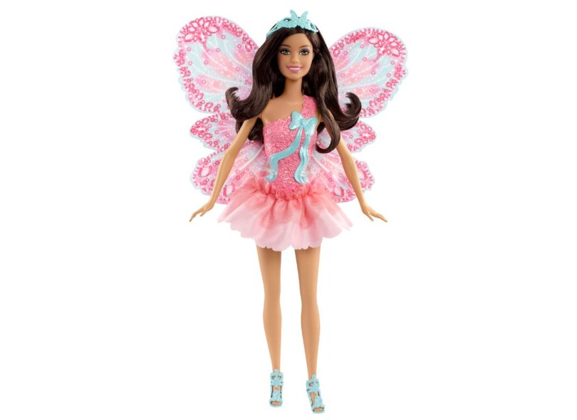 Boneca Barbie Fadas Brilhantes Vestido Rosa e Azul Mattel