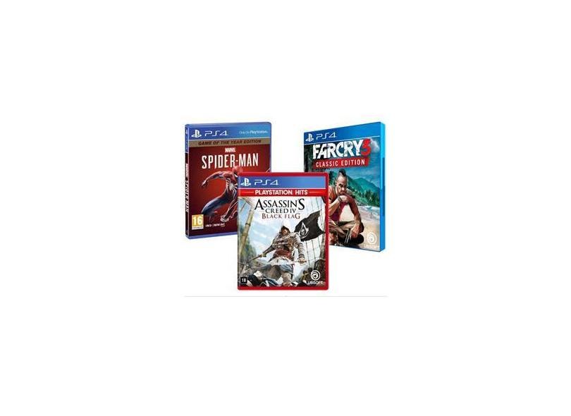 Combo de Jogos PS4 - Assassin's Creed iv Black Flag Terra Média: Sombra da  Guerra Far Cry 3 em Promoção na Americanas