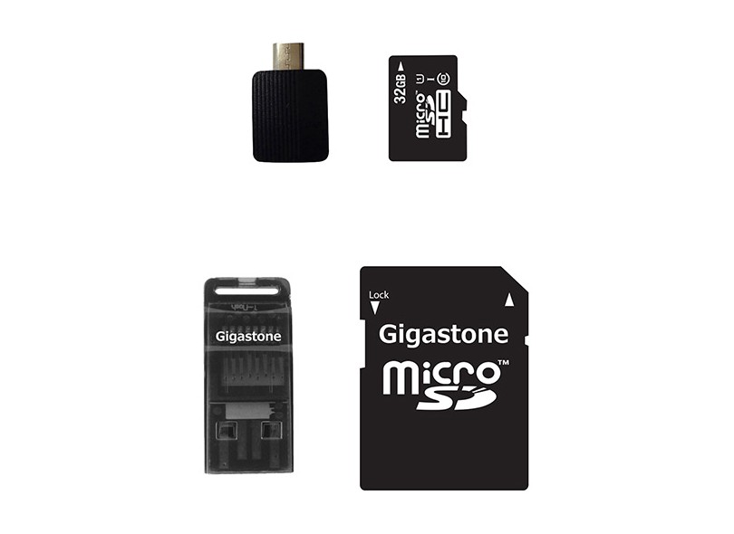 Cartão de Memória Micro SDHC com Adaptador Gigastone 32 GB GS-4IN1C1032G-R