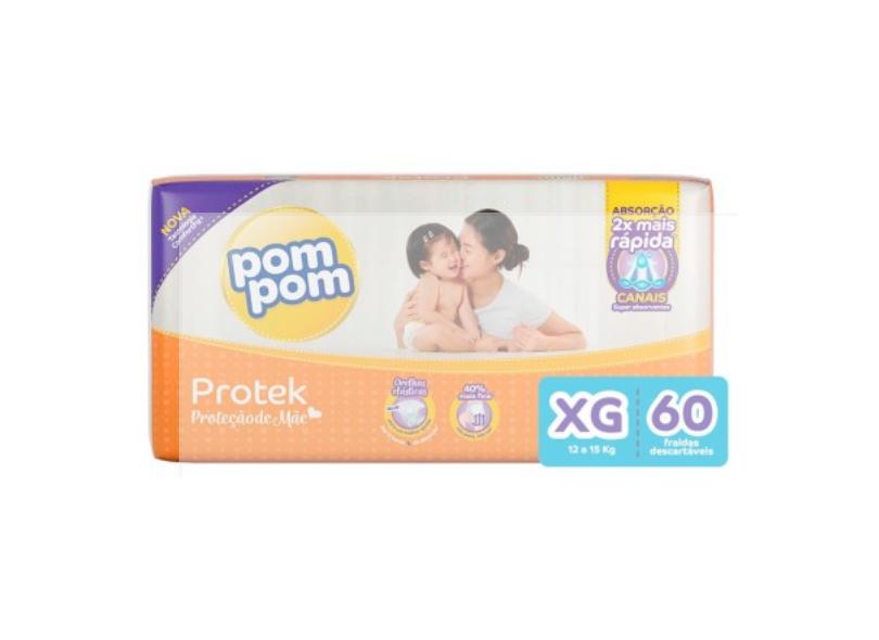 Fralda Pom Pom Proteck Proteção de Mãe XG 60 Und 12 - 15kg