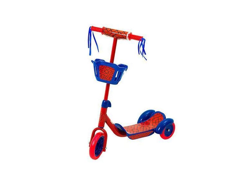 Patinete Para Criança De 3 Rodas Com Cesto Vermelho E Azul - - Bbr Toy