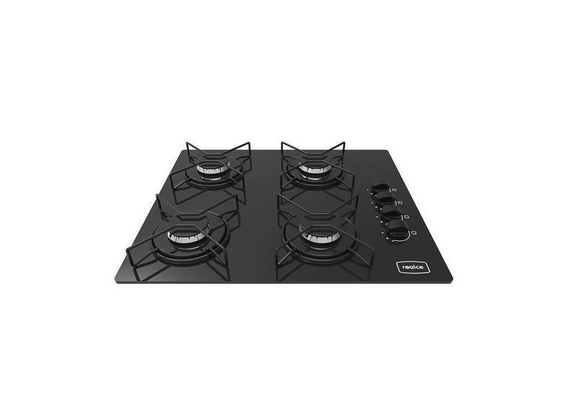 Fogão Cooktop 4 Bocas Realce Preto a Gás Reforçado