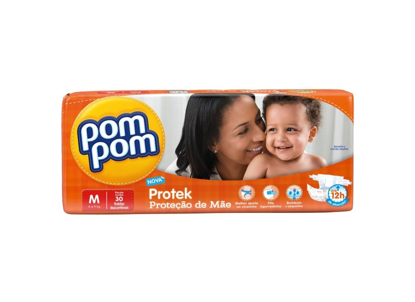 Fralda Pom Pom Protek Proteção de Mãe M Jumbo 30 Und