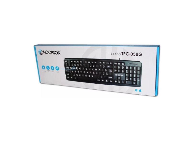 Teclado para computador hoopson USB letras grandes TPC-058G