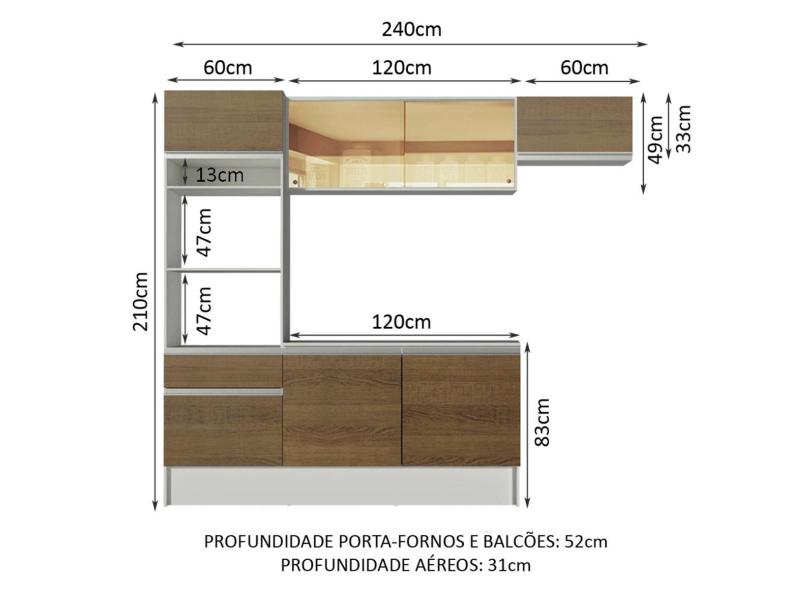 Cozinha Completa 1 Gaveta 7 Portas para Micro-ondas / Forno Diamante Madesa