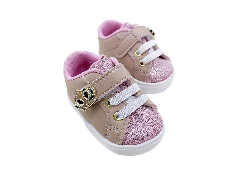 Tênis Sapatinho Para Bebês Infantil Princesa Glitter Rosa