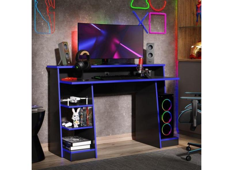 Mesa Gamer Escrivaninha Mesa De Computador Xp - Preto/Azul