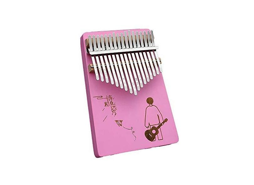 Piano de Dedo 17 Teclas Kalimba Instrumento de Polegar, Série Rosa Piano de Dedo de Bolso Piano, Mbira Piano para Amantes de Música, com Martelo de Afinação (18 cm X 13 cm) P