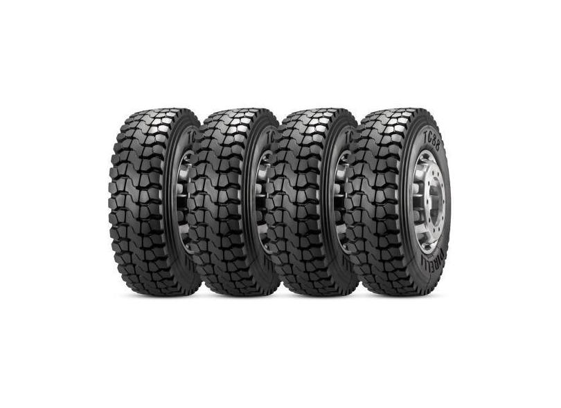 Kit 4 Pneu Pirelli Aro 22.5 275/80r22.5 149L TL TG88 Borrachudo Misto