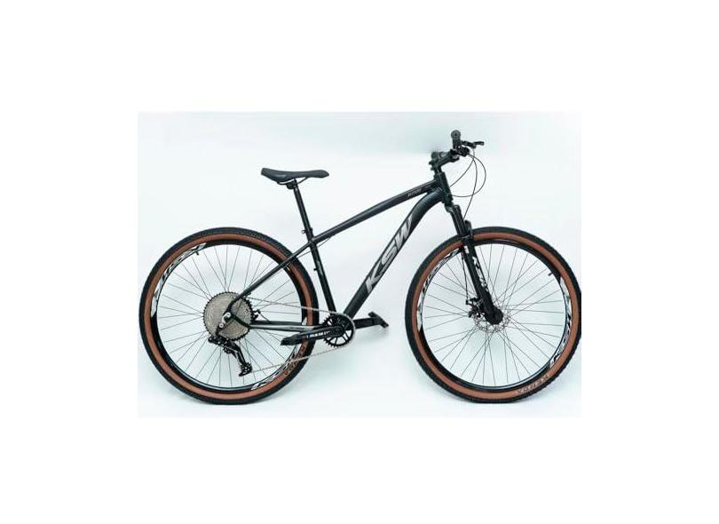 Bicicleta Aro 29 Bike Ksw Mtb 12v Marchas K7 11-50 Quadro em Alumínio 6061 (Preto/Prata, 17)