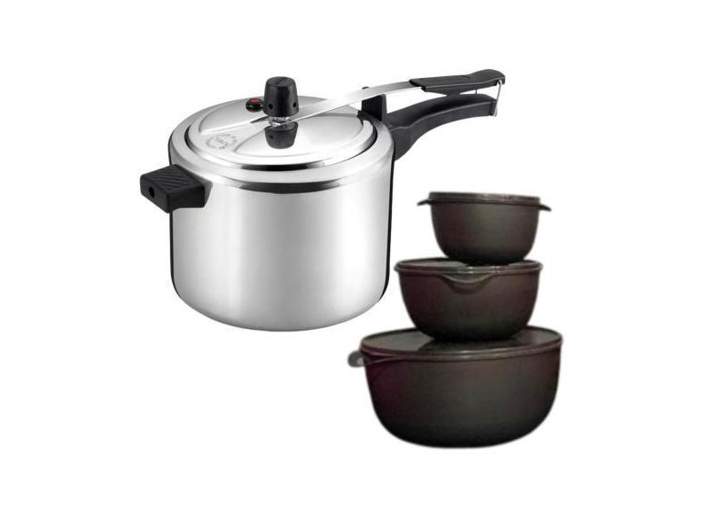 Panela de pressão 4,5 litros + kit bowls saladeiras 3 unidades - Olive