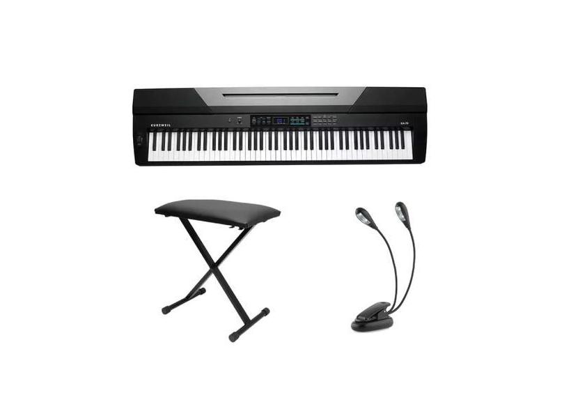 Kit Piano Arranjador Kurzweil Ka70 Com Banqueta E Luminária