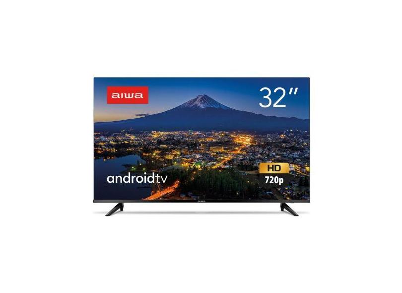 Smart TV Android D-LED 32 Pol 2 HDMI 2 USB Wi-Fi BL-02 Aiwa, Preto/Min