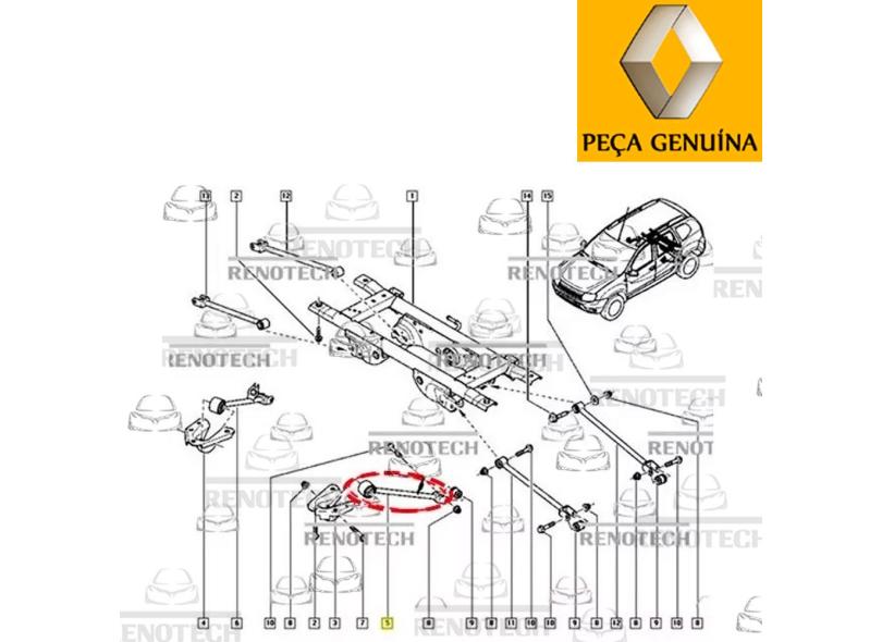 551119305R - BRAÇO LONGITUDINAL ESQUERDO DA SUSPENSÃO TRASEIRA - 4X4 ...