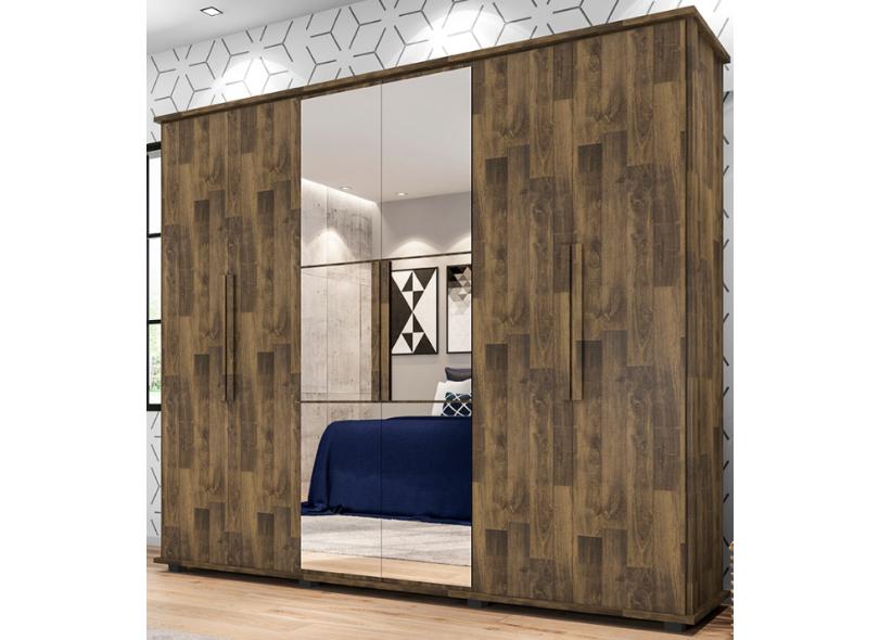 Guarda-Roupa Casal 6 Portas 5 Gavetas com Espelho Estrela 2E RV Móveis