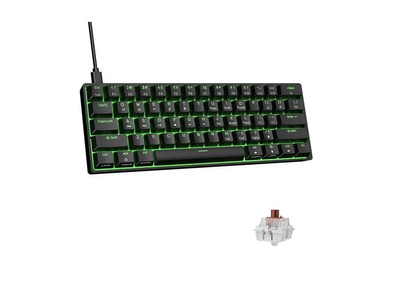 Teclado mecânico para jogos DIERYA DK61SE 60% com luz de fundo LED
