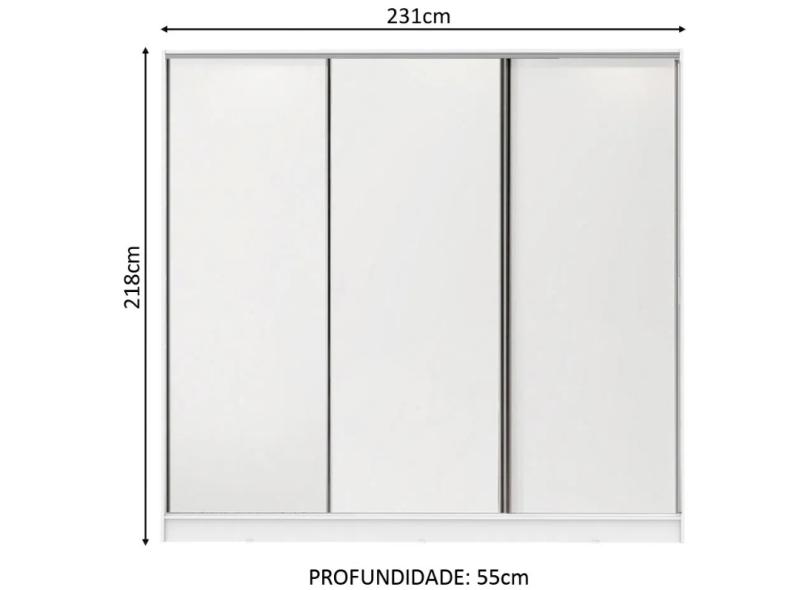 Guarda-Roupa Solteiro 3 Portas 4 Gavetas com Espelho Kevin Madesa