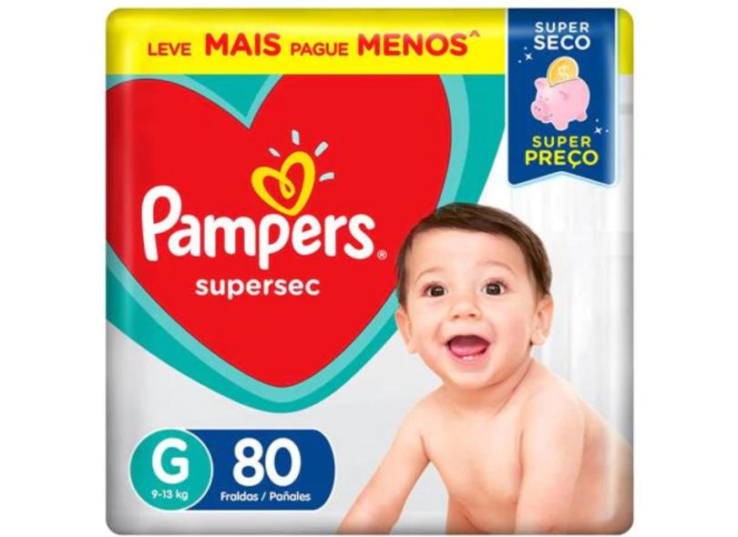 Fralda Pampers Supersec Tamanho G 80 Unidades Peso Indicado 9 - 13kg