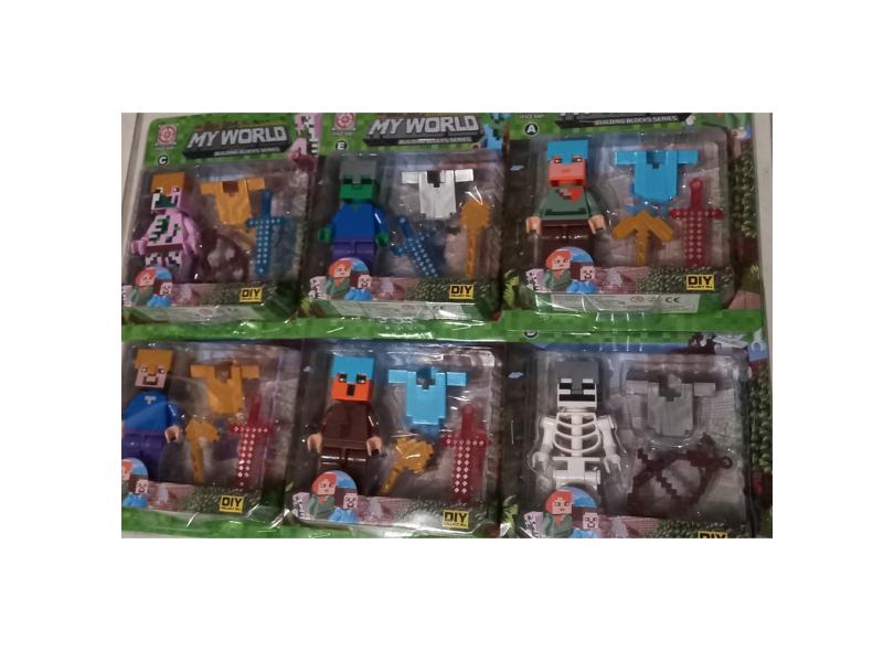 Kit Com 6 Bonecos Minecraft Estilo Coleção E Acessórios Brinquedo