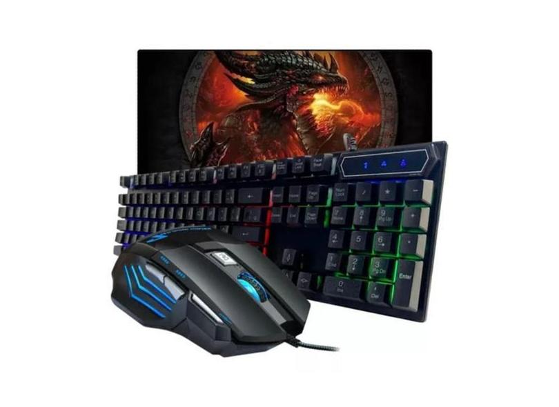 Teclado E Mouse Gamer Rgb Led Semi Mecânico Pequeno - Black Watch