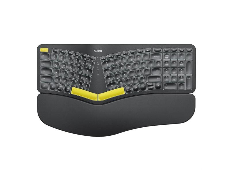 Teclado ergonômico sem fio Nulea RT05 Split com apoio para pulso
