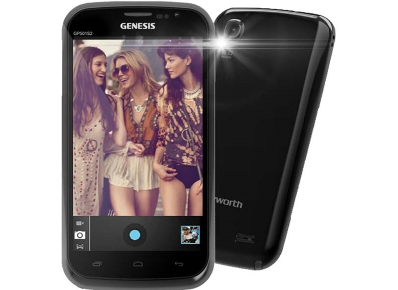 Smartphone Genesis GP-501s2 Câmera 5,0 MP 2 Chips 4GB Android 4.1 (Jelly Bean) Wi-Fi 3G