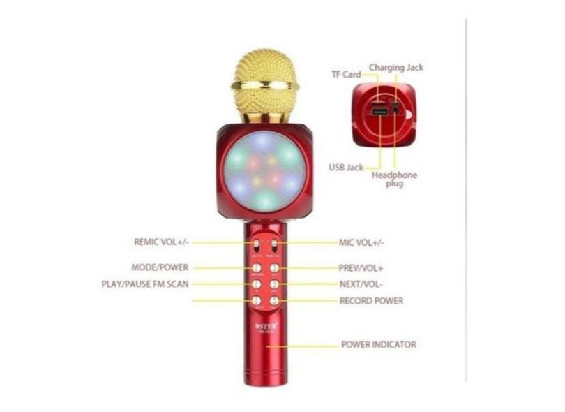 Microfone Sem Fio Bluetooth Karaokê Lelong Le 915