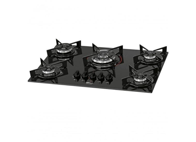 Cooktop Fisher 5 Bocas Fit Line Tripla Chama Preto - Bivolt