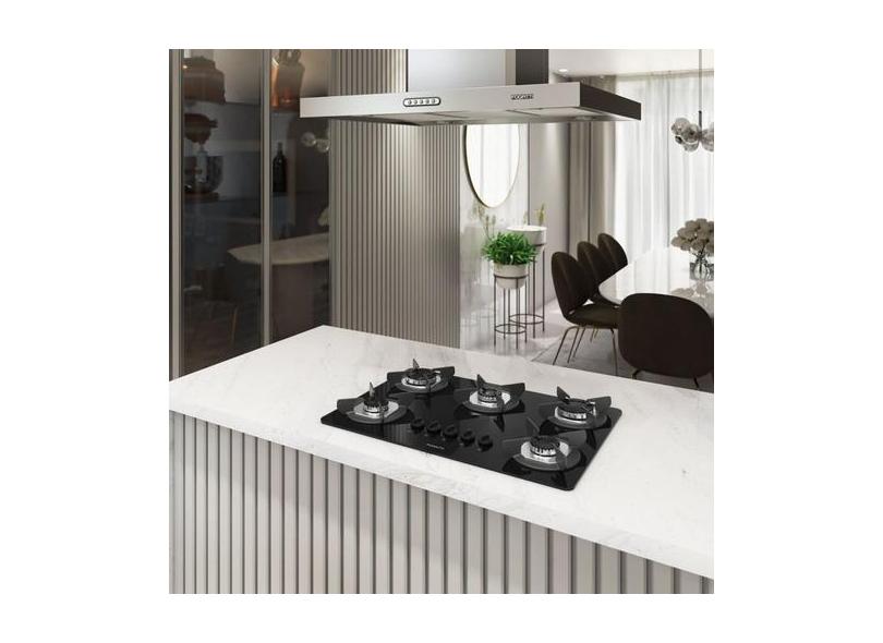 Cooktop 5 Boca com Mesa de Vidro Safe Preto - Fogatti
