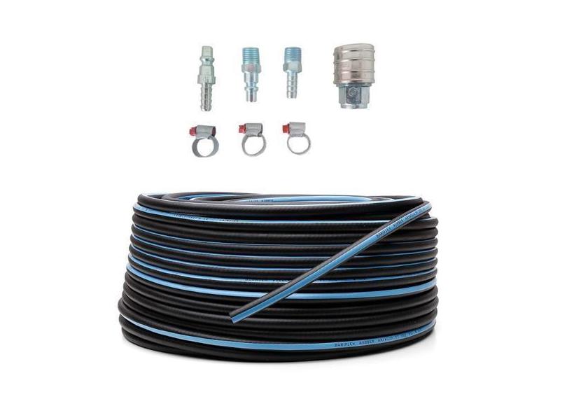 Kit 10 Mts Mangueira 1/4 300 Psi Conexões Ferro Pneumática Compressor