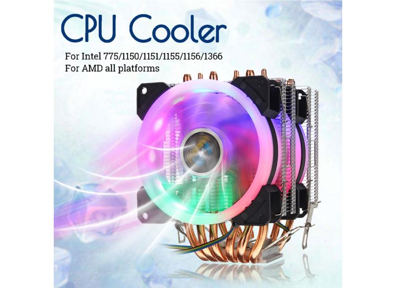 Cpu Cooler 6 Heatpipe 4 Pinos rgb 2x Ventilador Para Intel 775/1150 ...