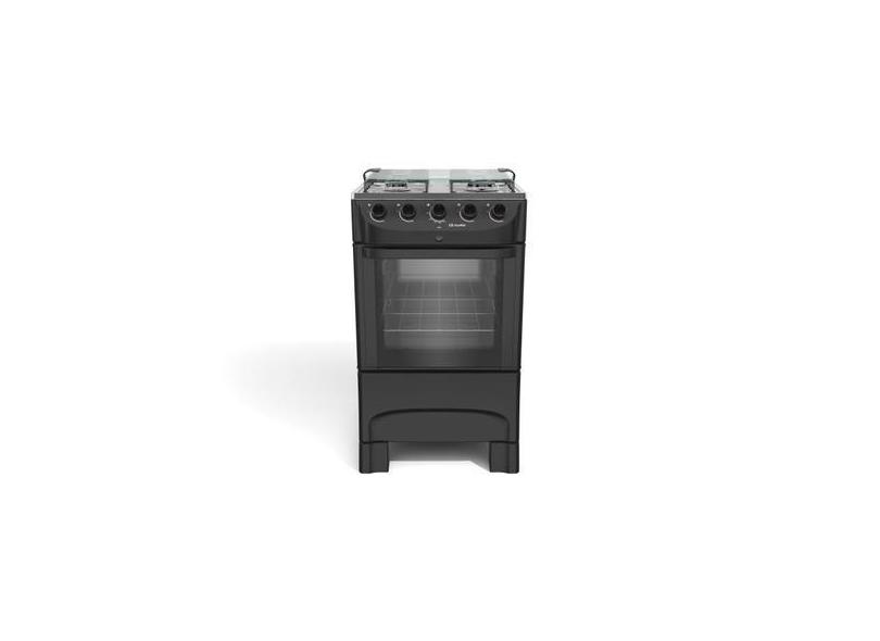 Fogão 4 Bocas com Mesa de Inox e Acendimento Mueller Preto