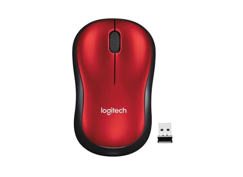 Mouse Logitech M185 - Sem Fio - 1000 Dpi - 3 Botoes - Vermelho