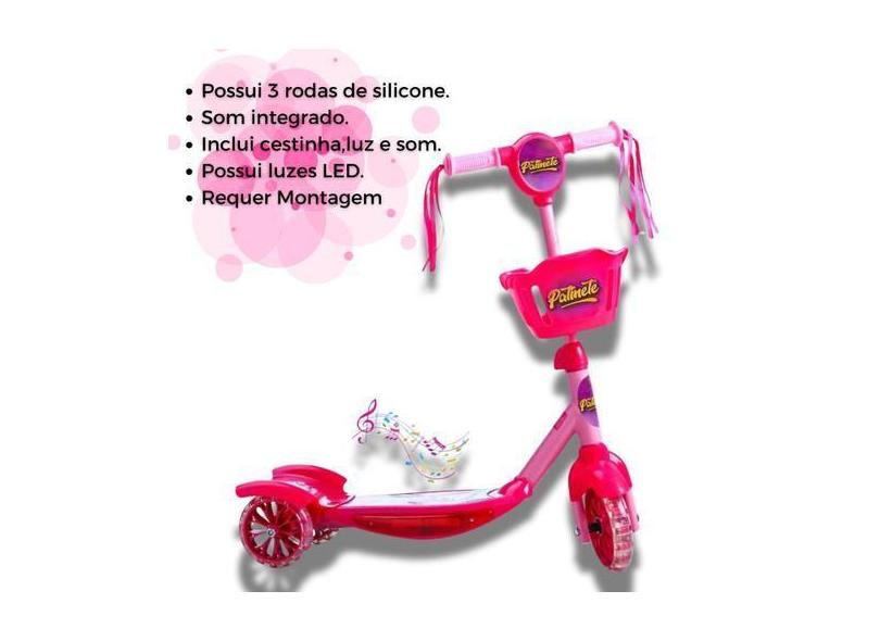 Patinete Para Kids Com Luzes E Música Em Azul E Rosa De 3 Rodas - New