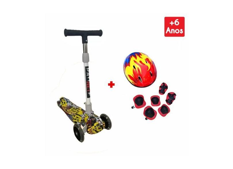 Patinete Infantil Radical Metal 40kg + Capacete Kit Proteção - Toy Kin