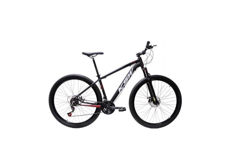 Bicicleta Aro 29 Bike Ksw Xlt 21 Marchas Alumínio Freio a Disco (Preto/Vermelho/Branco, 15)