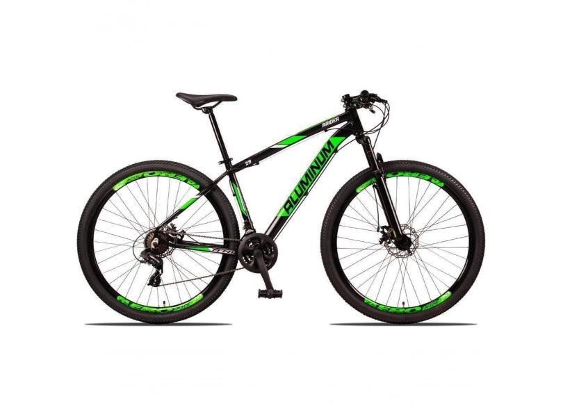 Bicicleta 29 Aluminum Raider 24 Marchas Index Freio A Disco Preto+verde