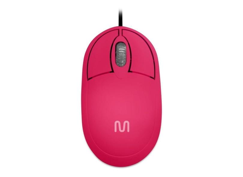 Mouse Com Fio Classic Cabo De 120cm 3 Botões Rosa Mo304