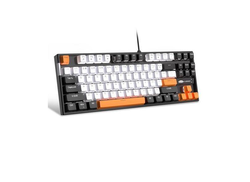 Teclado mecânico para jogos MageGee 75% TKL branco/preto