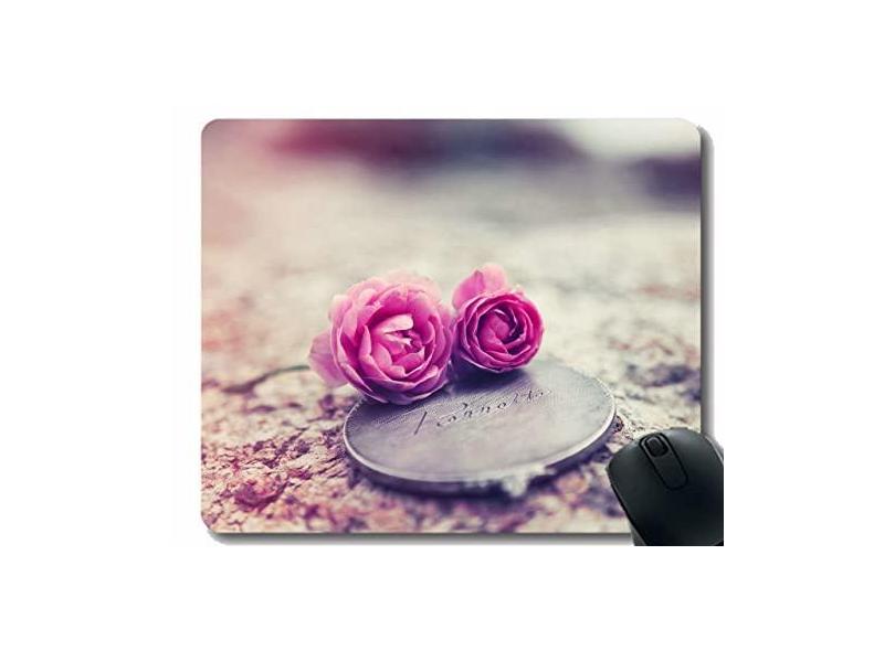 Mouse pad para jogos personalizado, mouse pad para escritório com medalhões de rosas e flores