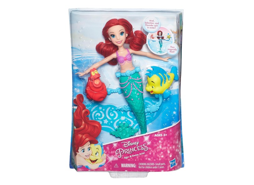 Boneca Princesas Disney Ariel Girar e Nadar Hasbro