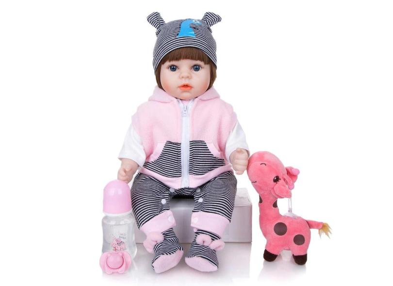 Bebe Reborn Realista Girafinha Menina De Silicone 48Cm Olhos Castanhos em  Promoção é no Buscapé