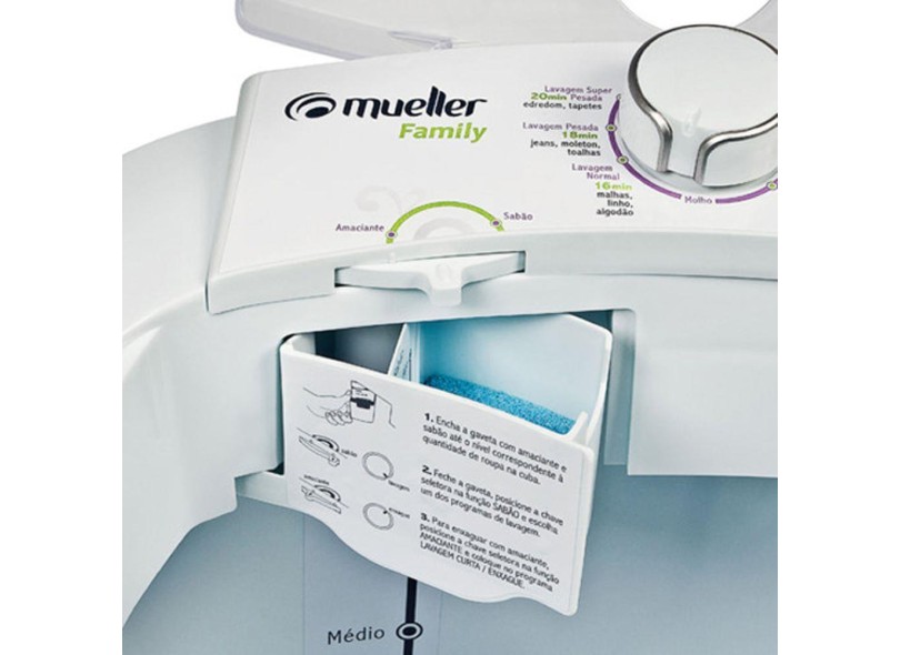 Lavadora Semiautomática Mueller Mais Turbilhonamento Family 10kg