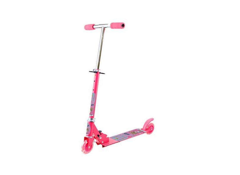 Patinete Menina Rosa 2 Rodas Luzes Led 45Kg Altura Ajustável - Art Bri