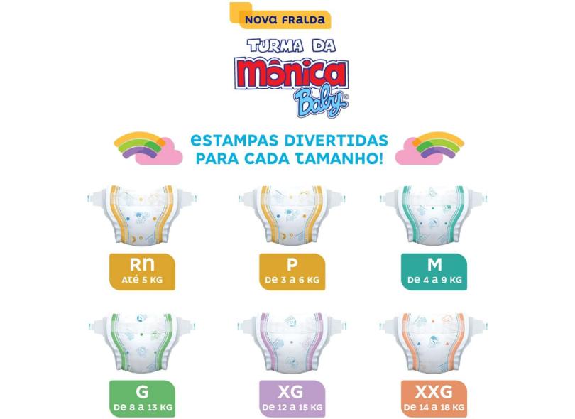 Fralda Turma da Mônica Baby Quatrosec P 30 Und 3 - 6kg