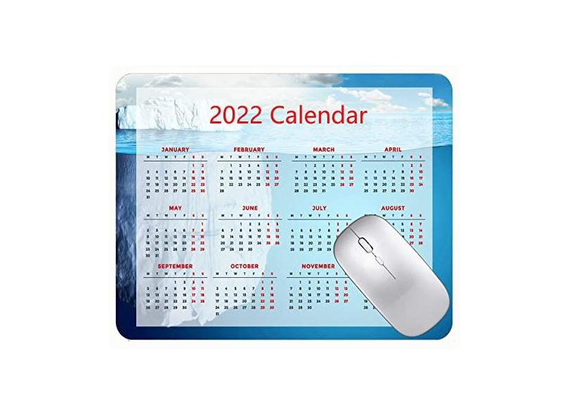 Mouse pad calendário 2022 com feriados, mouse pad de borracha grande pedra azul mar