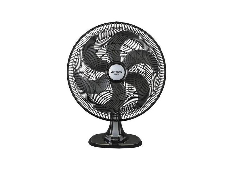 Ventilador De Mesa Turbo 50 Cm Preto Com 6 Pás Oscilante Ventisol